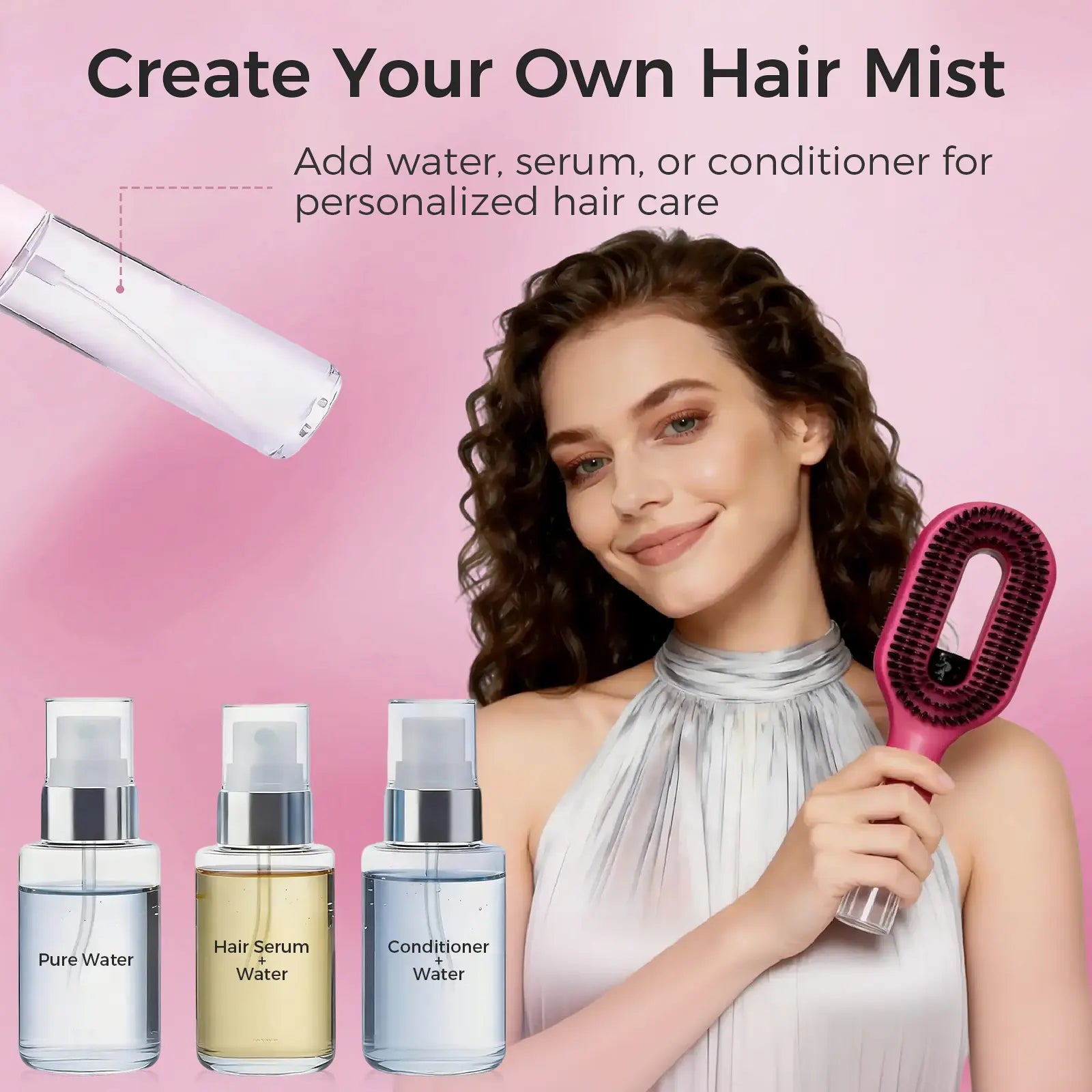 Say goodbye to frizz and tangles with the Labhairs 2-in-1 Mist Hair Brush in Hot Pink! 💖✨ Hydrate, smooth, and detangle effortlessly with this easy-to-use spray bottle. #HairCare #FrizzFree #BeautyEssentials